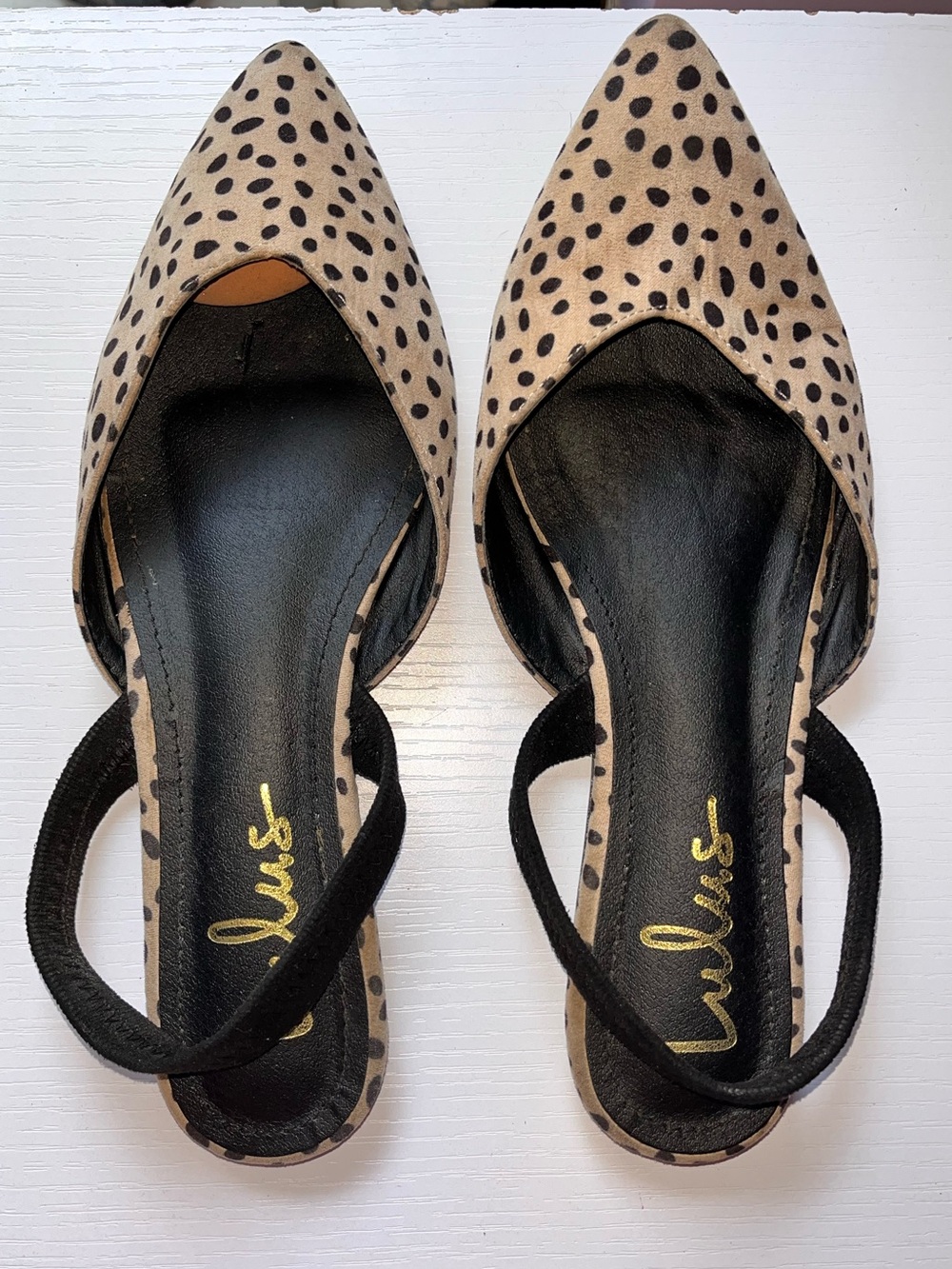 Lulu's Tan and Black Cheetah Print Pointed Slingback Flats